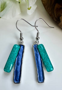 lusciousscarves Miss Milly Turquoise and Blue Layered Bar Earrings FE122