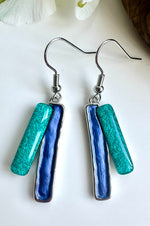 Load image into Gallery viewer, lusciousscarves Miss Milly Turquoise and Blue Layered Bar Earrings FE122
