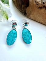Load image into Gallery viewer, lusciousscarves Miss Milly Turquoise and Silver Oval Earrings . FE625
