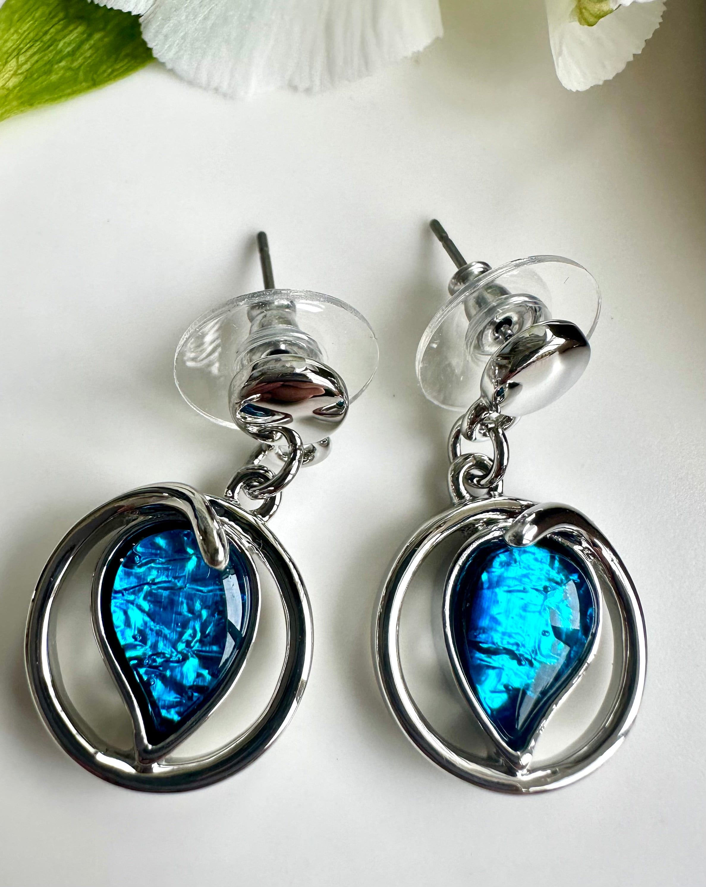 lusciousscarves Miss Milly Turquoise Blue Abstract Heart Earrings FE633