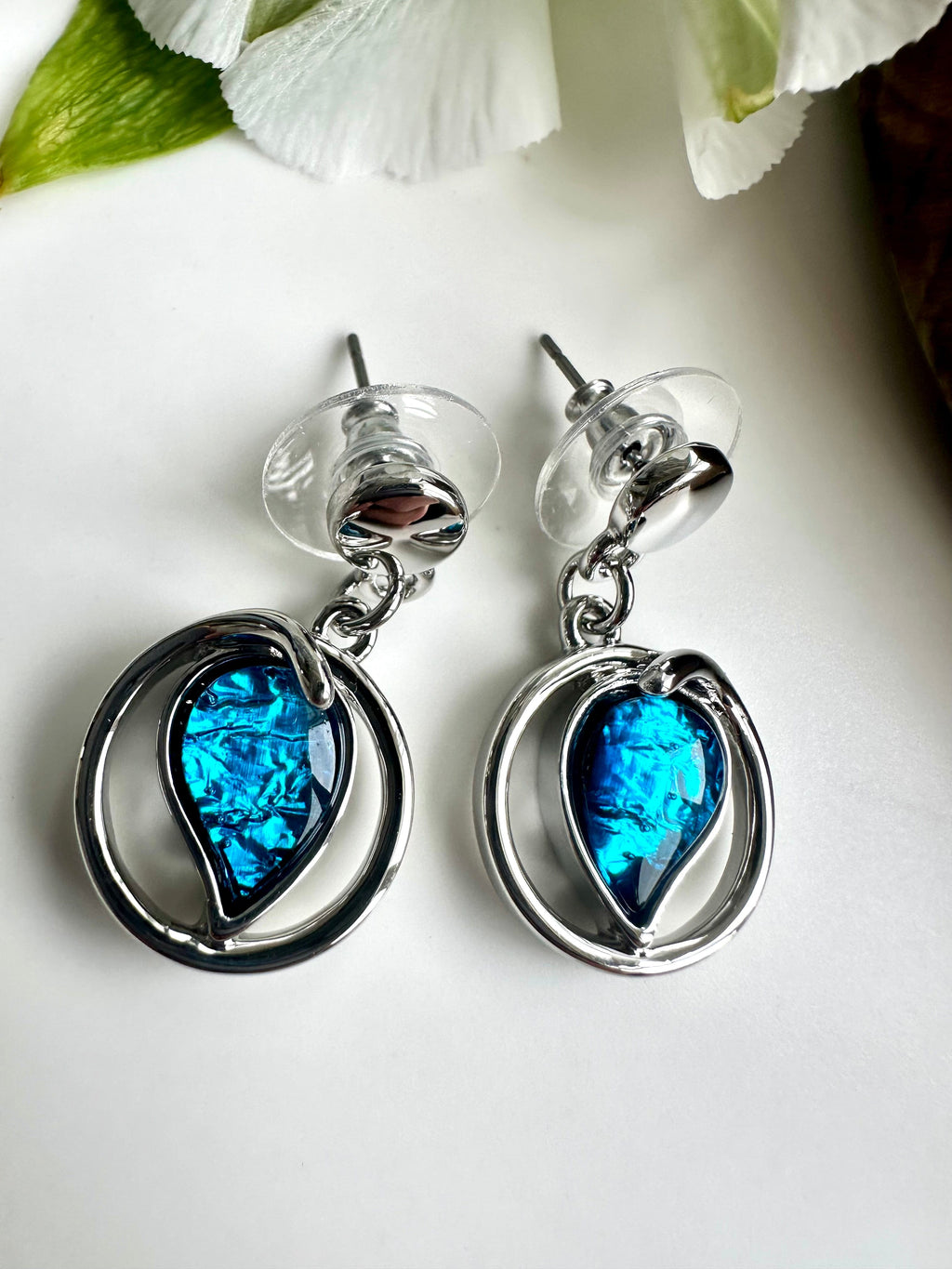 lusciousscarves Miss Milly Turquoise Blue Abstract Heart Earrings FE633