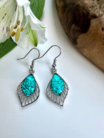Load image into Gallery viewer, lusciousscarves Miss Milly Turquoise Green Resin &amp; Silver Drop Earrings FE525
