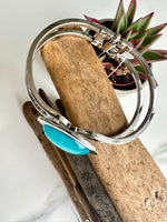 Load image into Gallery viewer, lusciousscarves Miss Milly Turquoise Marble Resin Hinged Bangle FB66
