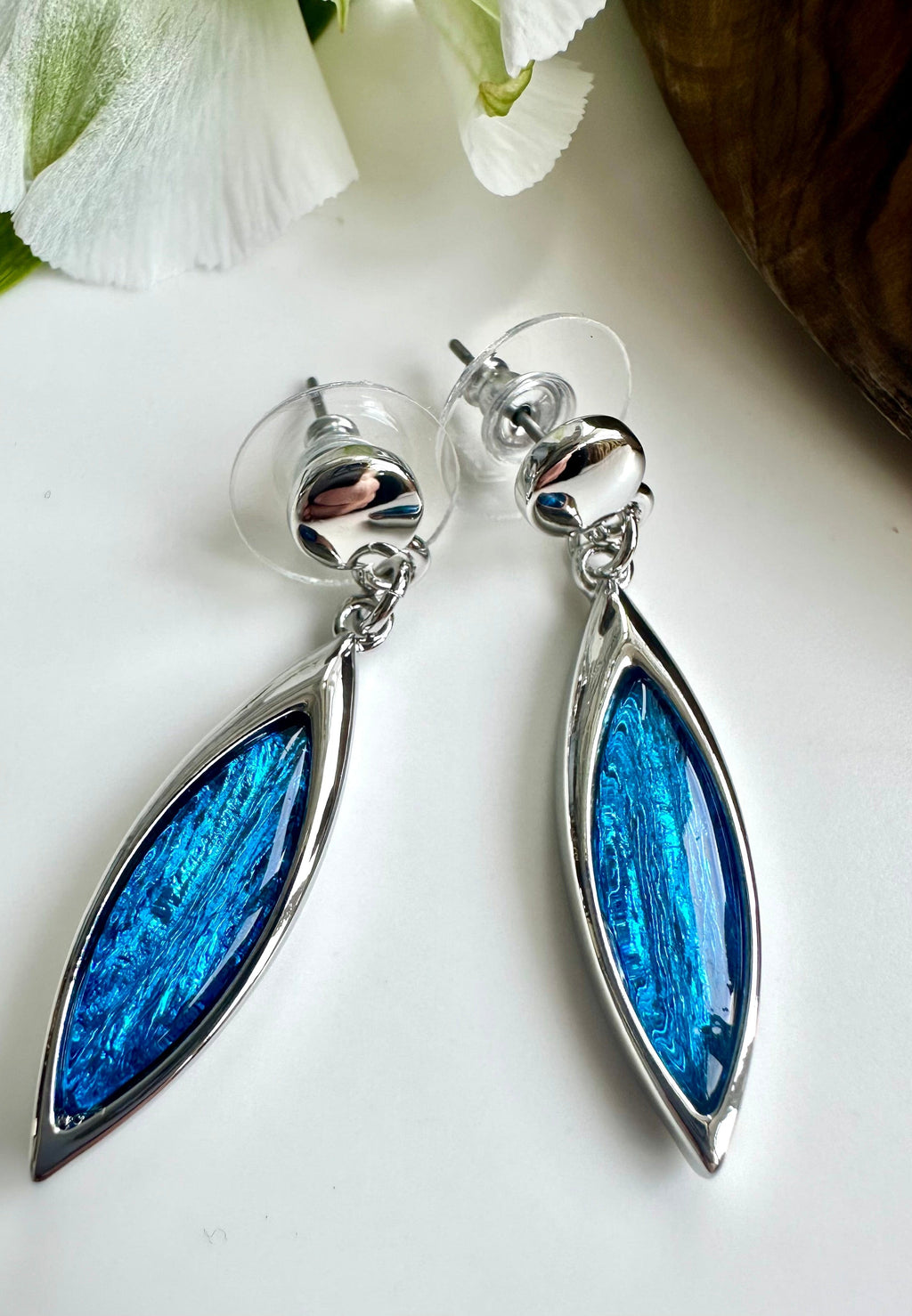 lusciousscarves Miss Milly Vibrant Blue Resin Drop Earrings FE551
