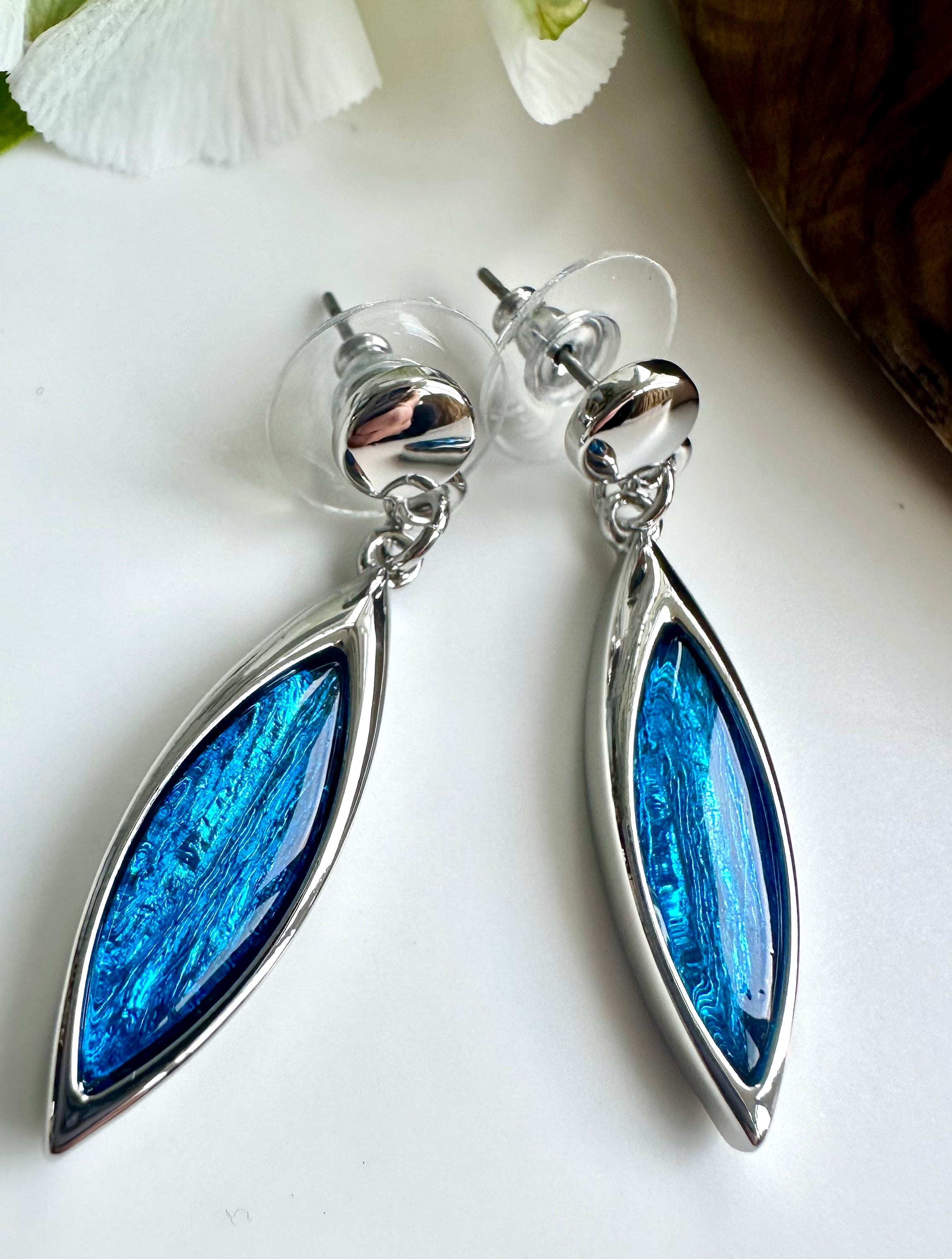 lusciousscarves Miss Milly Vibrant Blue Resin Drop Earrings FE551