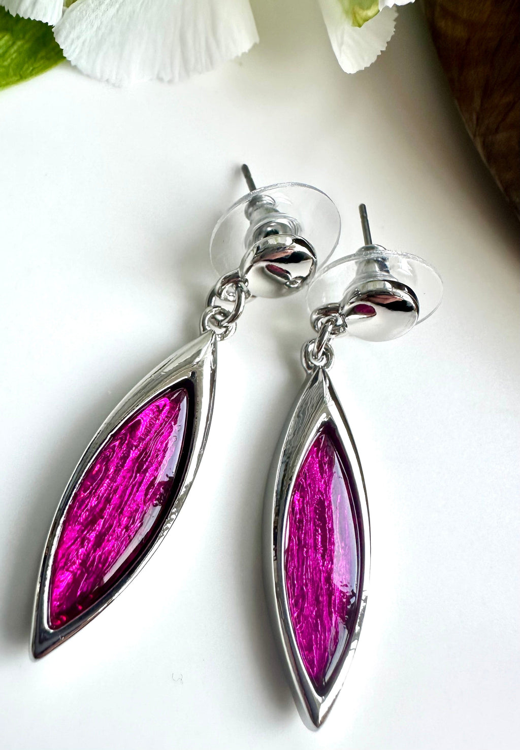 lusciousscarves Miss Milly Vibrant Pink Resin Drop Earrings FE551