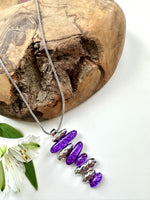 Load image into Gallery viewer, lusciousscarves Miss Milly Vibrant Purple and Silver Layered Necklace . FN436
