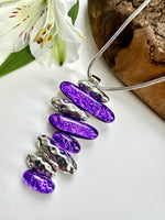 Load image into Gallery viewer, lusciousscarves Miss Milly Vibrant Purple and Silver Layered Necklace . FN436
