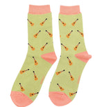 Load image into Gallery viewer, lusciousscarves Miss Sparrow Acoustic Guitars Bamboo Ladies Socks, Green
