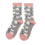 Load image into Gallery viewer, lusciousscarves Miss Sparrow Bamboo Socks- Sheep Design- Grey
