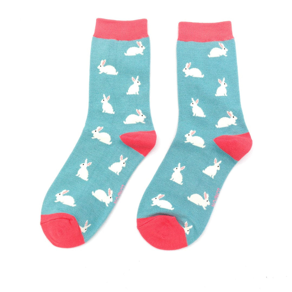 lusciousscarves Miss Sparrow Bunny Rabbit Bamboo Socks - Duck Egg