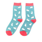 Load image into Gallery viewer, lusciousscarves Miss Sparrow Bunny Rabbit Bamboo Socks - Duck Egg
