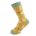 Load image into Gallery viewer, lusciousscarves Miss Sparrow Bunny Rabbits and Daises Design Bamboo Socks , Ladies , Yellow
