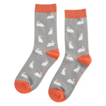 Load image into Gallery viewer, lusciousscarves Miss Sparrow Bunny Rabbits Bamboo Socks - Grey
