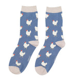 Load image into Gallery viewer, lusciousscarves Miss Sparrow Chicken, Hen&#39;s Bamboo Socks - Blue
