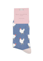 Load image into Gallery viewer, lusciousscarves Miss Sparrow Chicken, Hen&#39;s Bamboo Socks - Blue
