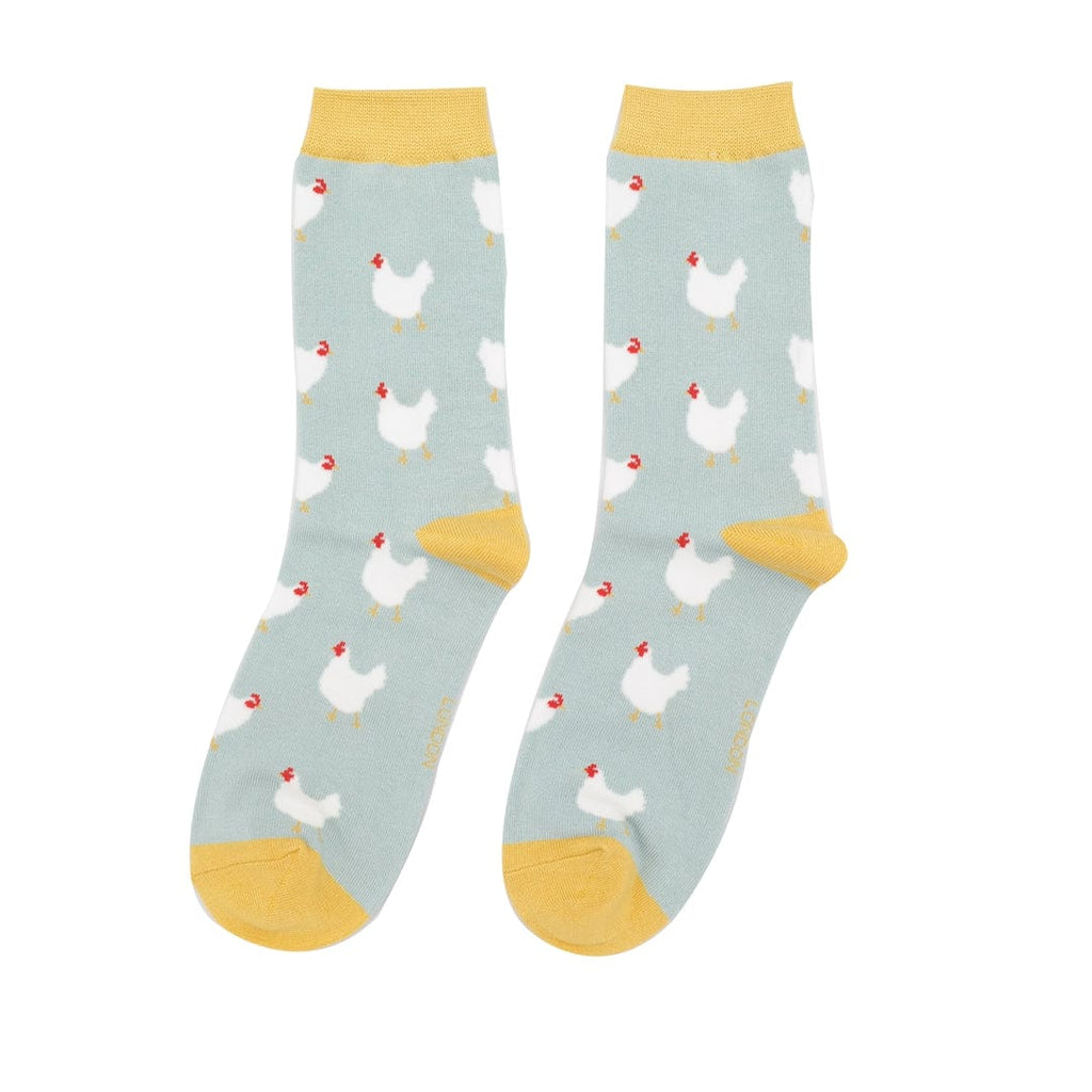 lusciousscarves Miss Sparrow Chickens , Hen's Bamboo Socks - Duck Egg