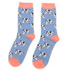 Load image into Gallery viewer, lusciousscarves Miss Sparrow, Cow&#39;s Design Bamboo Socks - Blue
