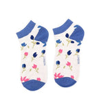 Load image into Gallery viewer, lusciousscarves Miss Sparrow Floral Design Bamboo Trainer Socks - Silver Grey
