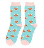 Load image into Gallery viewer, lusciousscarves Miss Sparrow Highland Cows Bamboo Socks, Duck Egg
