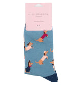 Load image into Gallery viewer, lusciousscarves Miss Sparrow Ladies Dachshund Bamboo Socks, Blue
