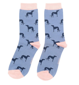 lusciousscarves Miss Sparrow Ladies Greyhounds Bamboo Socks, Blue