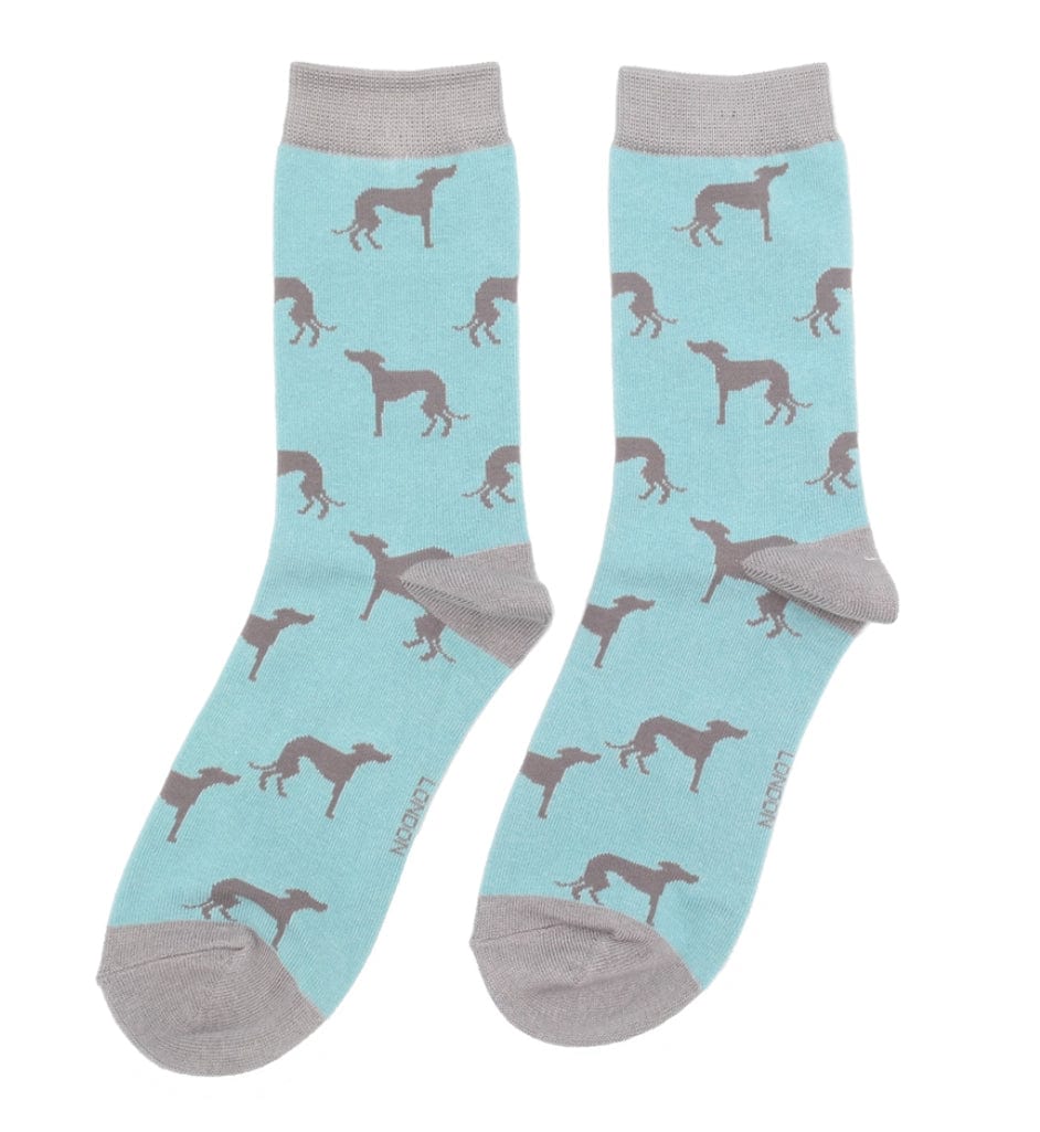 lusciousscarves Miss Sparrow Ladies Greyhounds Bamboo Socks, Duck Egg