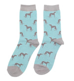 Load image into Gallery viewer, lusciousscarves Miss Sparrow Ladies Greyhounds Bamboo Socks, Duck Egg
