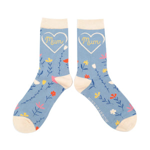 lusciousscarves Miss Sparrow Ladies Mum Design Bamboo Socks Denim