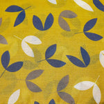 Load image into Gallery viewer, lusciousscarves Miss Sparrow Ladies Mustard Yellow Scarf with Blue and White Leaves
