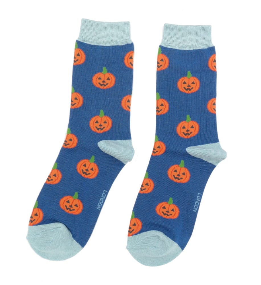 lusciousscarves Miss Sparrow Ladies Pumpkin Bamboo Socks, Navy