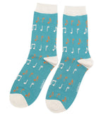 Load image into Gallery viewer, lusciousscarves Miss Sparrow Ladies Socks Music Notes Design, Teal
