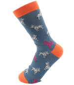 Load image into Gallery viewer, lusciousscarves Miss Sparrow Ladies&#39; Zebras Design Bamboo Socks Denim
