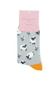 lusciousscarves Miss Sparrow Leaping Sheep Bamboo Socks - Duck Egg