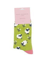 Load image into Gallery viewer, lusciousscarves Miss Sparrow Leaping Sheep Bamboo Socks - Green
