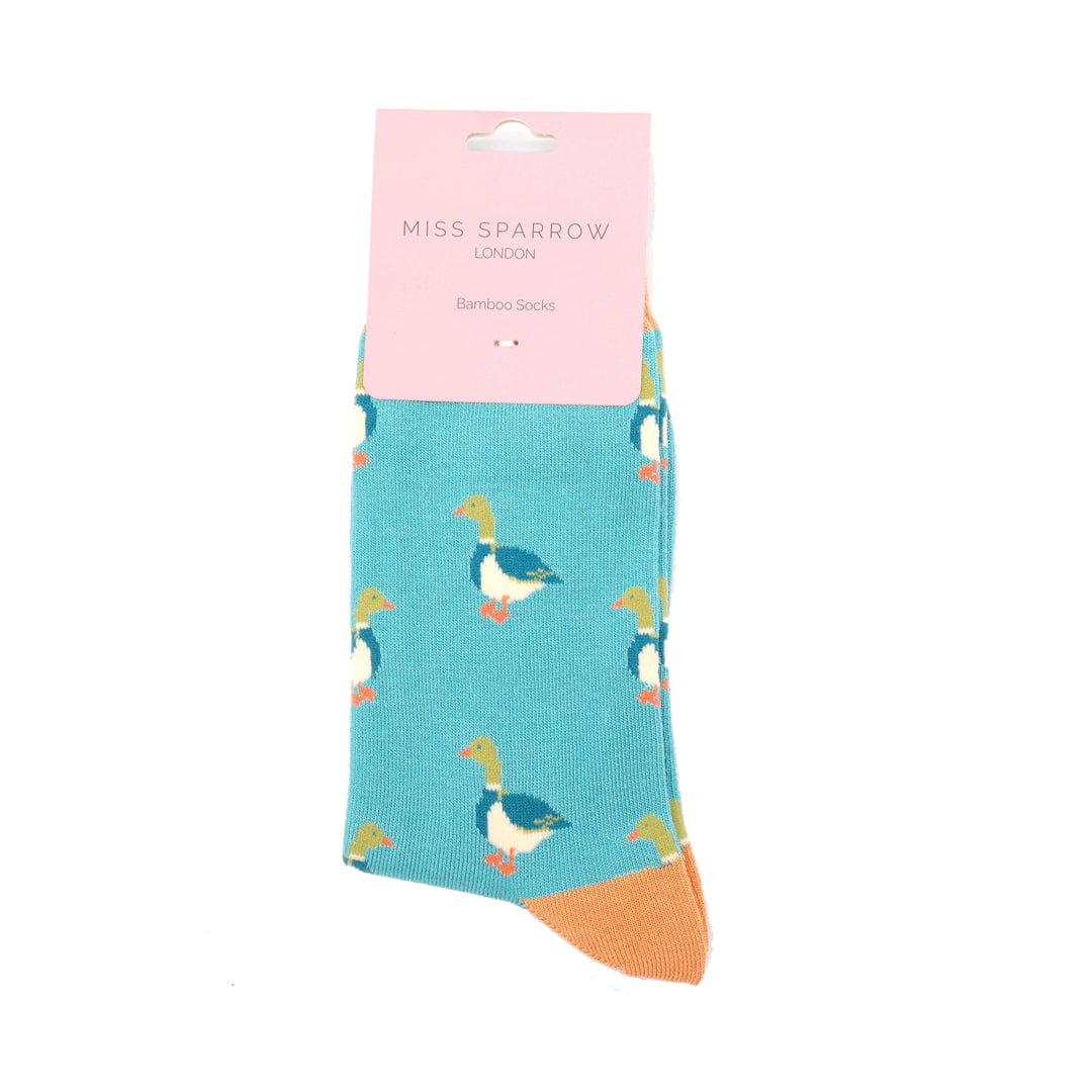 lusciousscarves Miss Sparrow Mallards Bamboo Socks, Turquoise