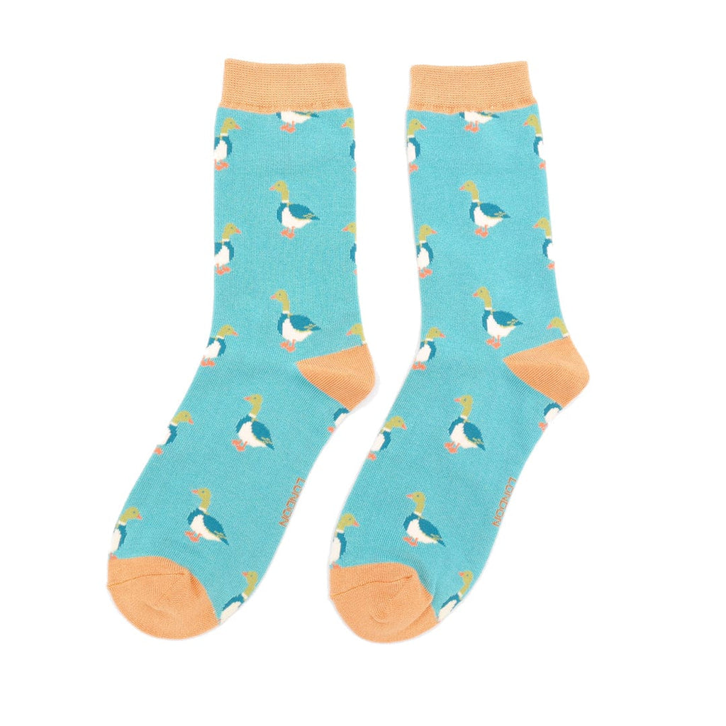 lusciousscarves Miss Sparrow Mallards Bamboo Socks, Turquoise