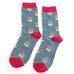 Load image into Gallery viewer, lusciousscarves Miss Sparrow Mini Floral Design Bamboo Socks , Ladies , Blue
