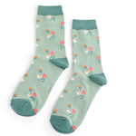 Load image into Gallery viewer, lusciousscarves Miss Sparrow Mini Floral Design Bamboo Socks , Ladies , Duck Egg

