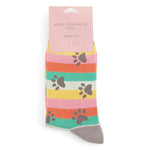 Load image into Gallery viewer, lusciousscarves Miss Sparrow Paw Prints and Stripes Design Bamboo Socks , Ladies , Grey
