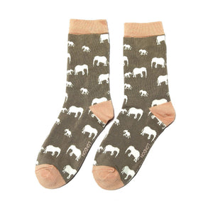 lusciousscarves Miss Sparrow Paw Prints Bamboo Socks - Grey