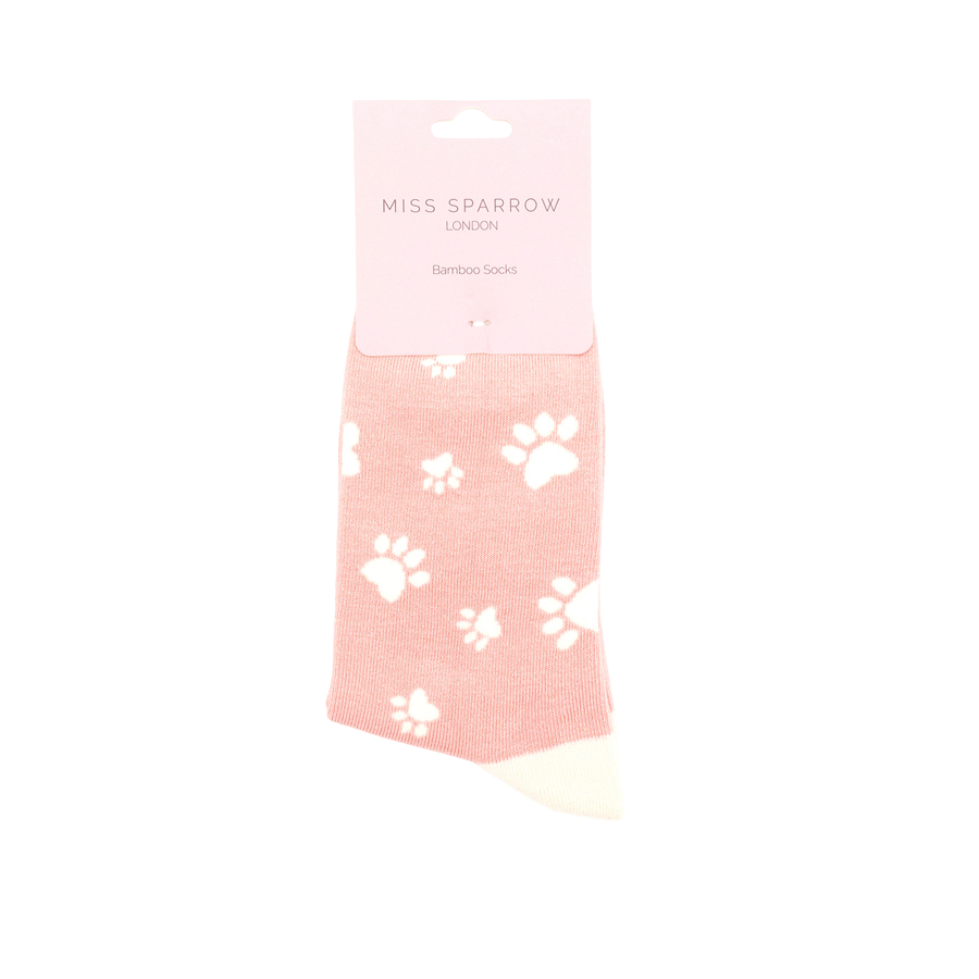 lusciousscarves Miss Sparrow Paw Prints Bamboo Socks - Pink