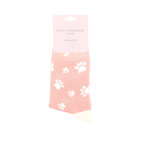 lusciousscarves Miss Sparrow Paw Prints Bamboo Socks - Pink
