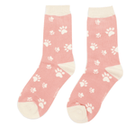 Load image into Gallery viewer, lusciousscarves Miss Sparrow Paw Prints Bamboo Socks - Pink
