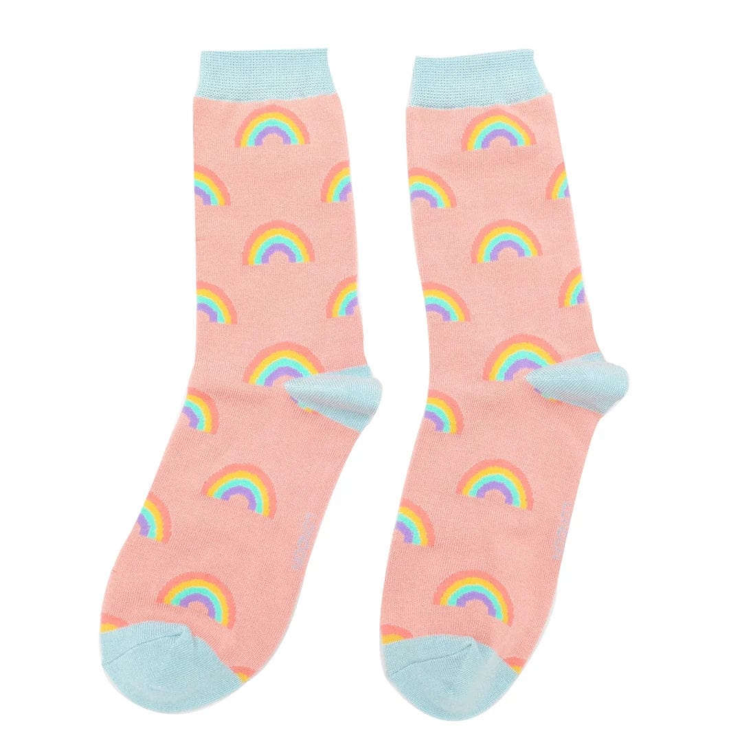 lusciousscarves Miss Sparrow Pink Rainbow Design Bamboo Socks, Ladies