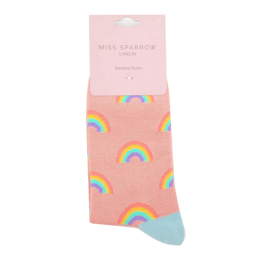 lusciousscarves Miss Sparrow Pink Rainbow Design Bamboo Socks, Ladies