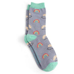Load image into Gallery viewer, lusciousscarves Miss Sparrow Rainbows and Hedgehogs Design Bamboo Socks , Ladies , Dusky Blue
