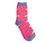 Load image into Gallery viewer, lusciousscarves Miss Sparrow Rainbows and Hedgehogs Design Bamboo Socks , Ladies , Hot Pink
