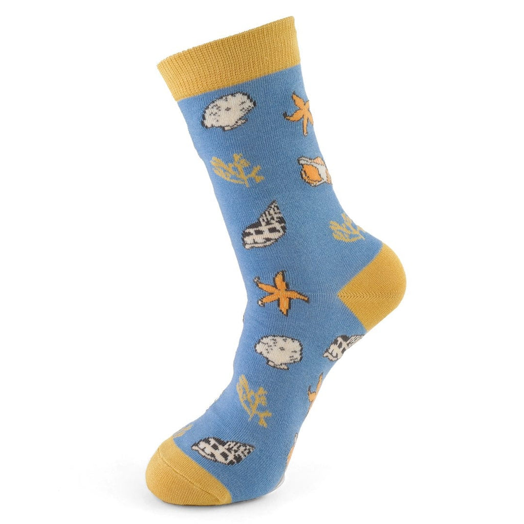 lusciousscarves Miss Sparrow Seashells Design Bamboo Socks , Ladies , Powder Blue