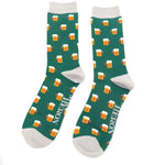 Load image into Gallery viewer, lusciousscarves Mr Heron Beer Design Bamboo Socks , Men&#39;s Green
